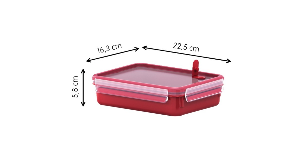 EmsaClip & Micro vershoudbakje, 1,2 L doos  (Rood, rechthoekig)
