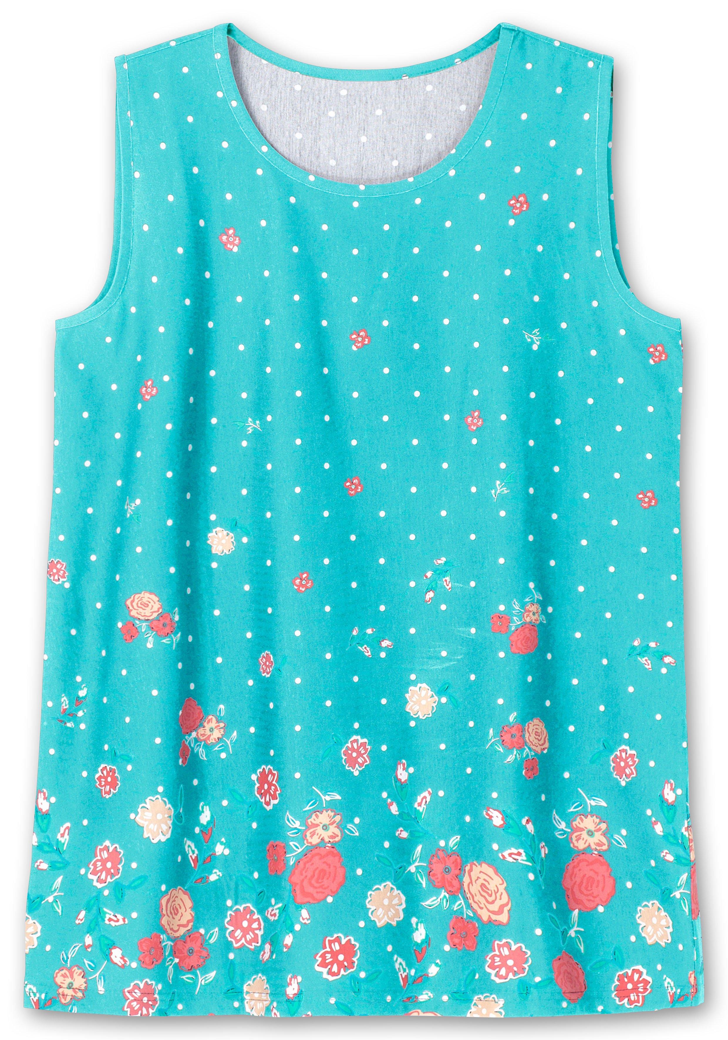 Longtop mit Blütenprint und Punkten