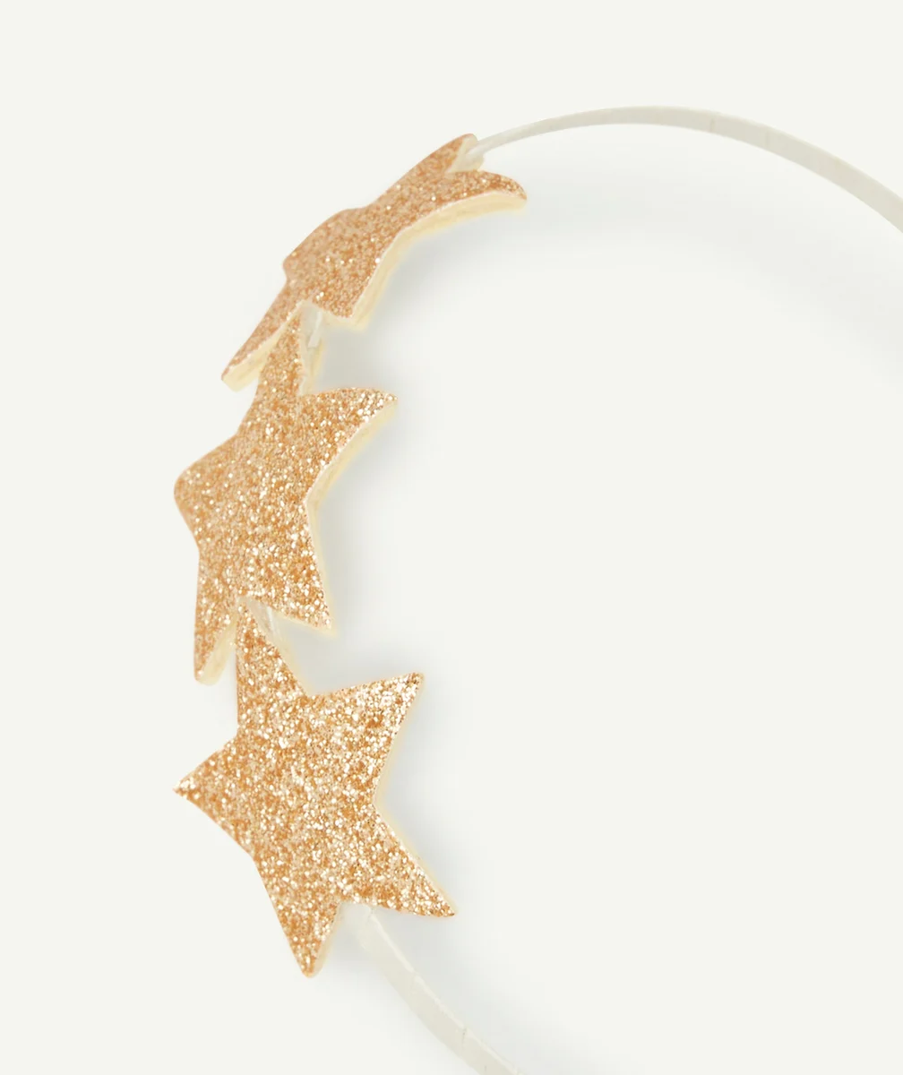 SERRE-TÊTE FILLE AVEC ÉTOILES PAILLETÉES COULEUR DORÉE