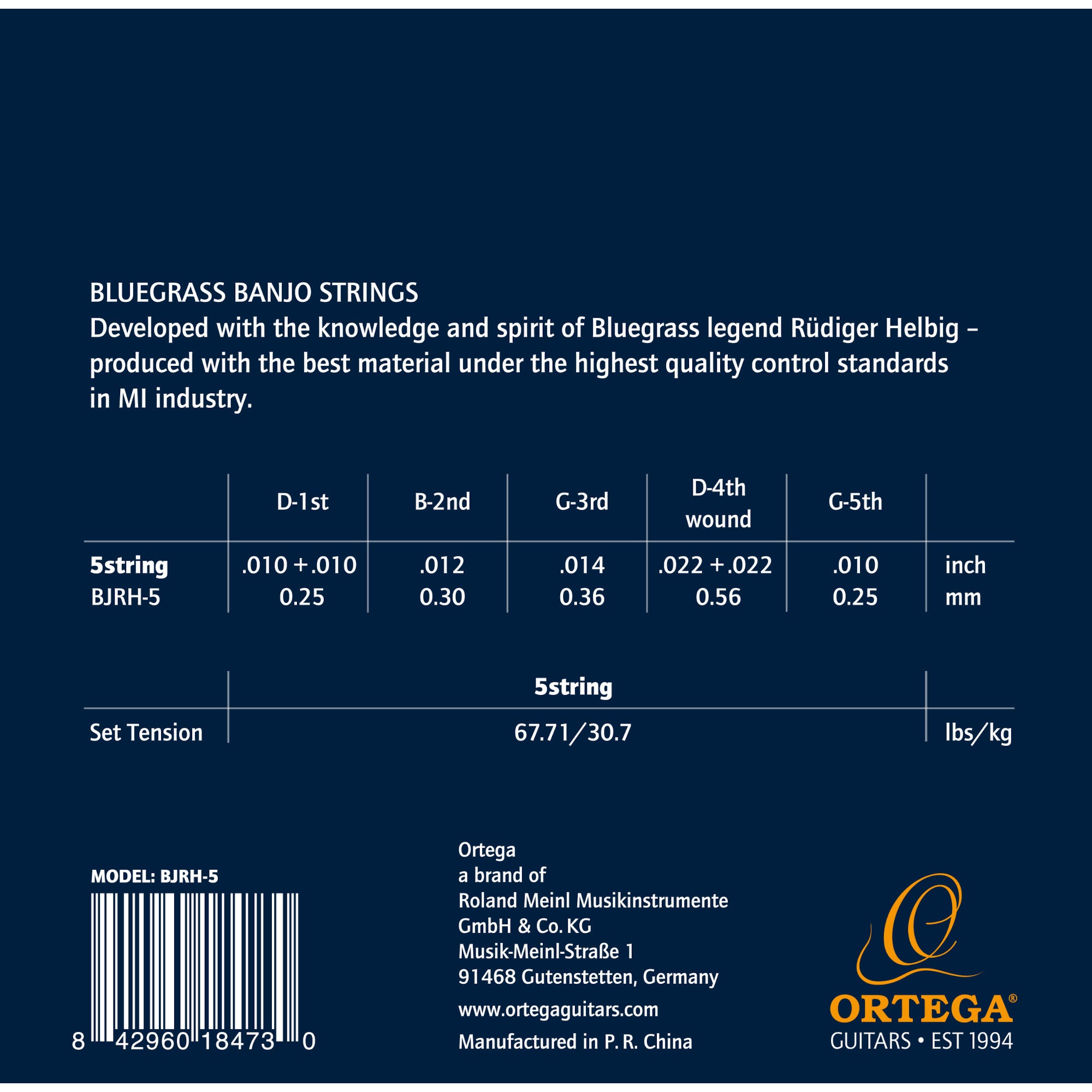Ortega BJRH-5 Medium Tension String Set snaren voor vijfsnarige banjo