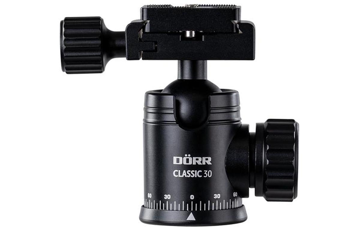 Kugelkopf Classic 30Robuster Kugelkopf aus Aluminium mit drei Wasserwaagen