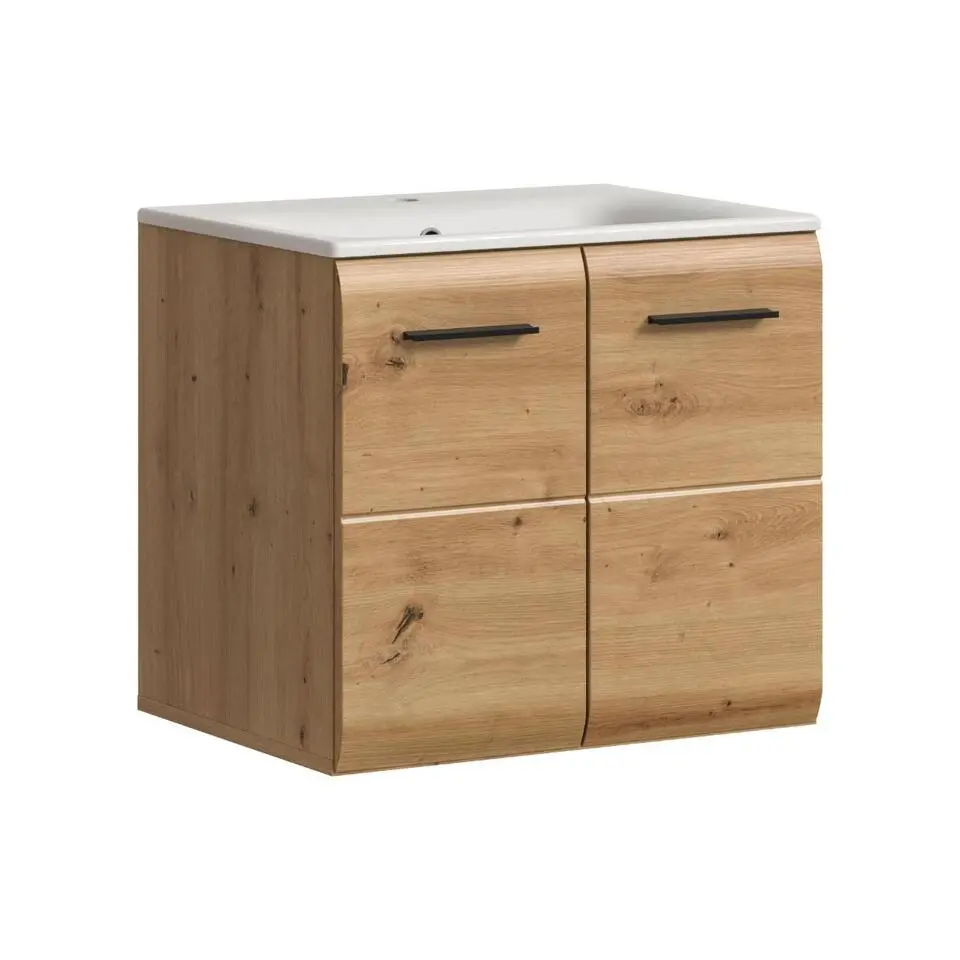 Hioshop Ice wastafel inclusief was 2 deuren eiken decor