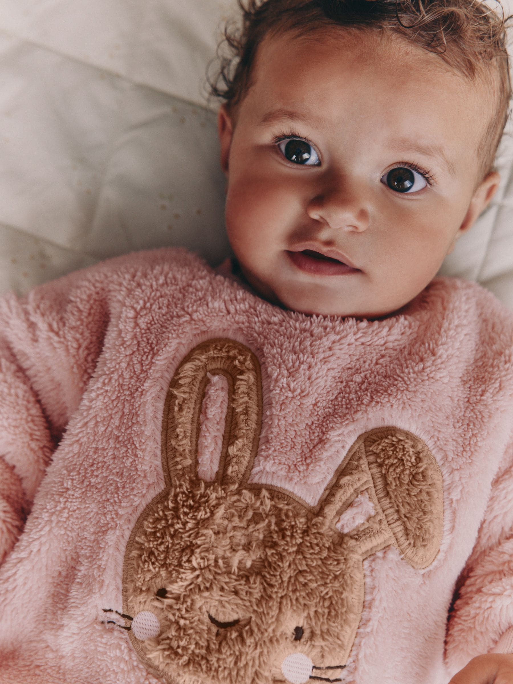 Roze met konijnen - 2 -delige Set van Fleece Tops en Leggings voor Baby''s (0mnd-2jr)