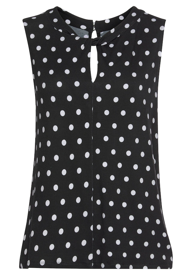 LASCANA Tanktop , mit Punktedruck, bequemes Blusentop mit Schlitz am Ausschnitt