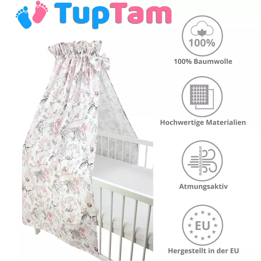 TupTam Babybett Himmel mit Schleifchen rosagrün