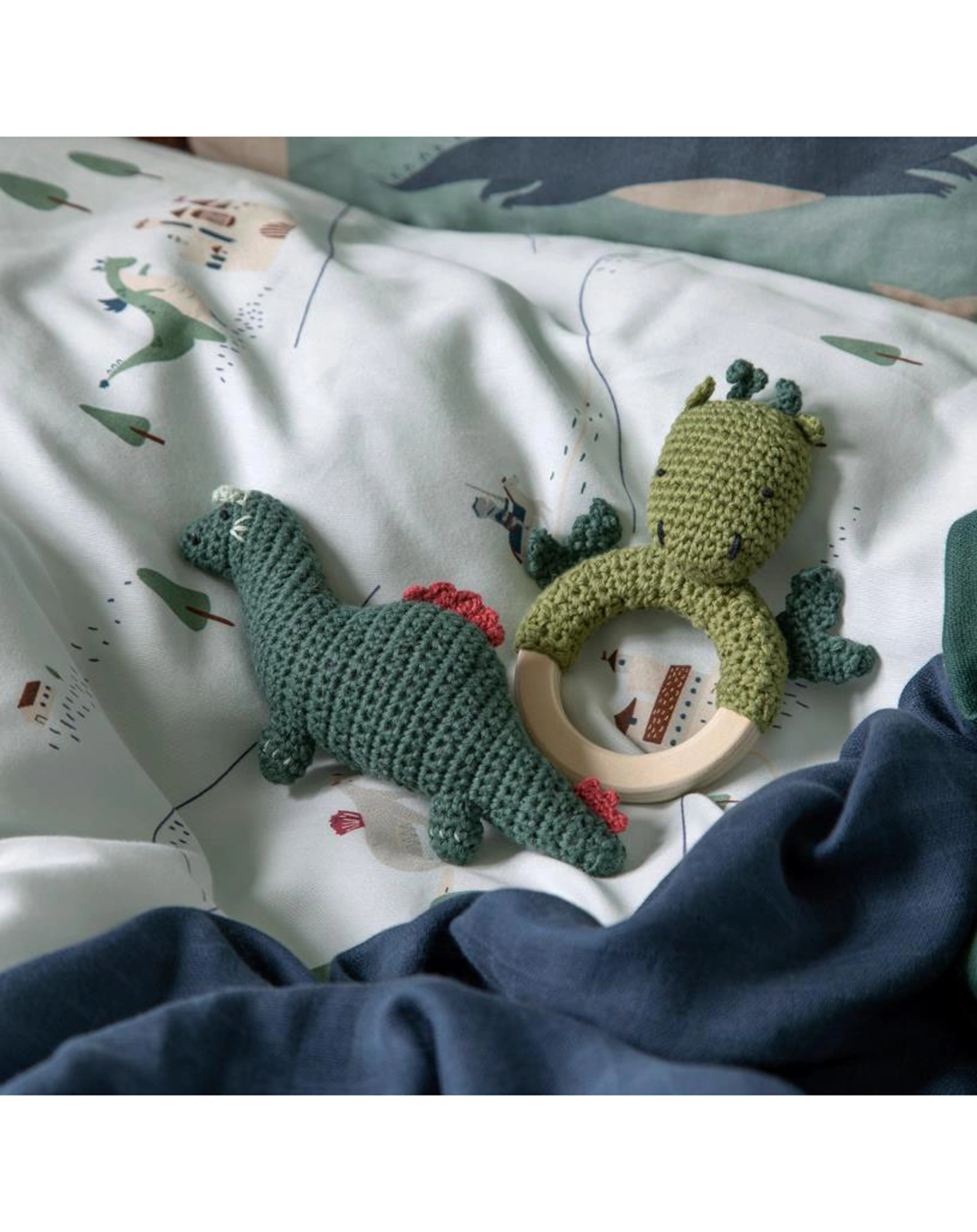 Häkel-Rassel DRACHE (10cm) in grün