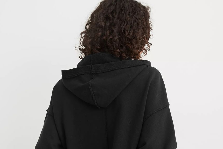 LaLaLadies - Effen crop hoodie met V-hals