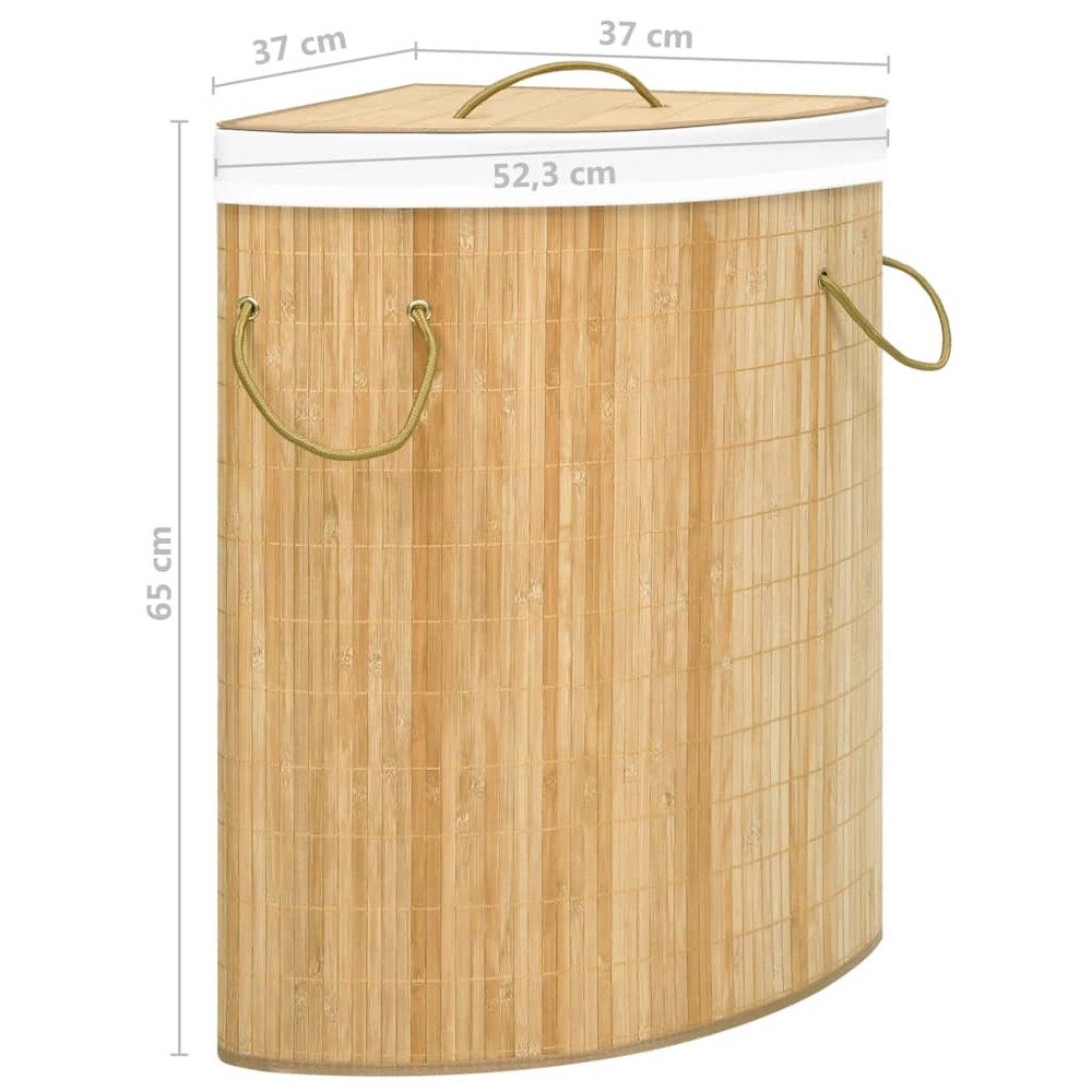 Panier à linge d'angle bambou 60 l
