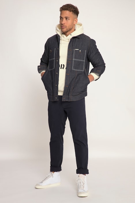 STHUGE Jeanshemd, Overshirt, Denim, Langarm, Stehkragen, bis 8 XL