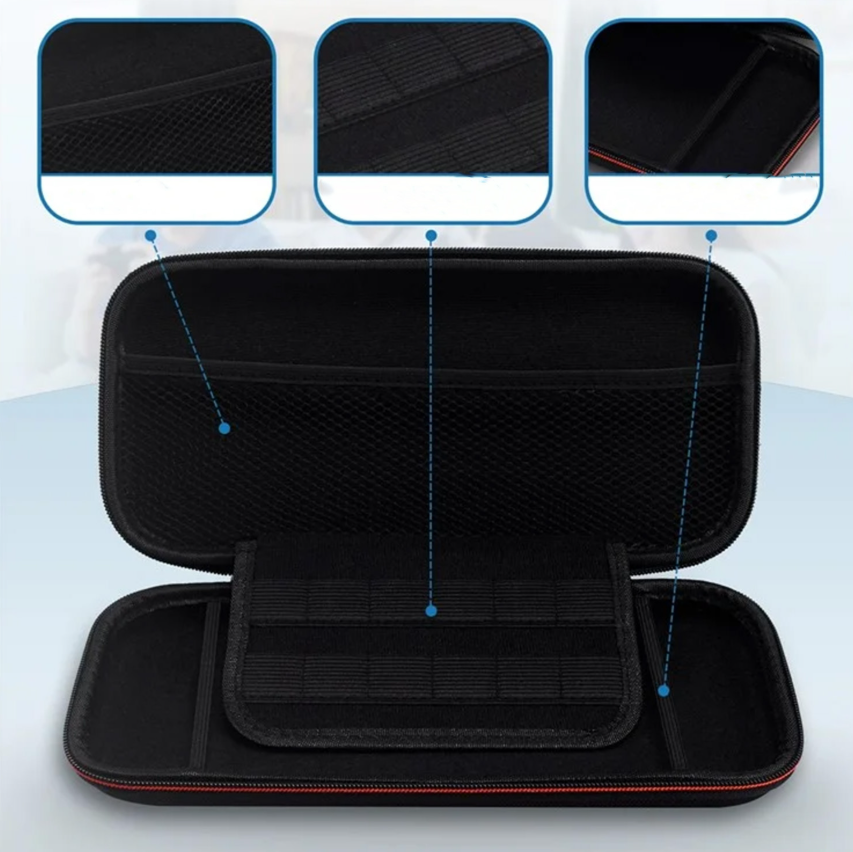 Reise Tasche Kompatibel für Nintendo Switch 2 / Tragbare Schutztasche / Hartschale mit Silikon-Kabelbinder - Schwarz