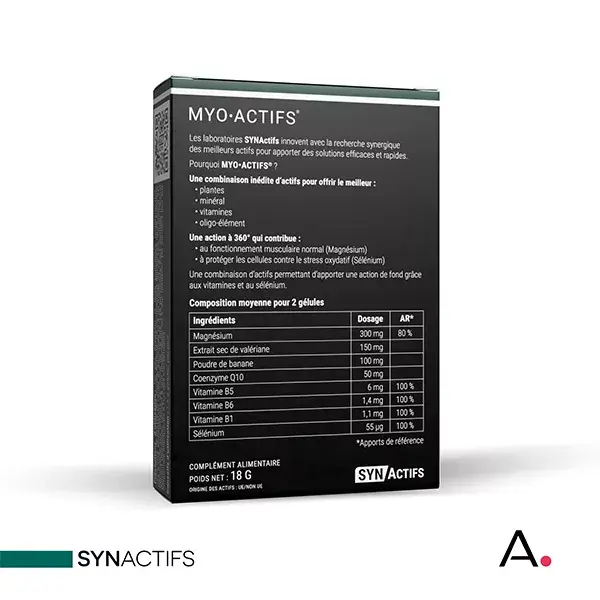 Aragan - Synactifs - Myoactifs® - Relaxamento Muscular - Magnésio - 30 cápsulas