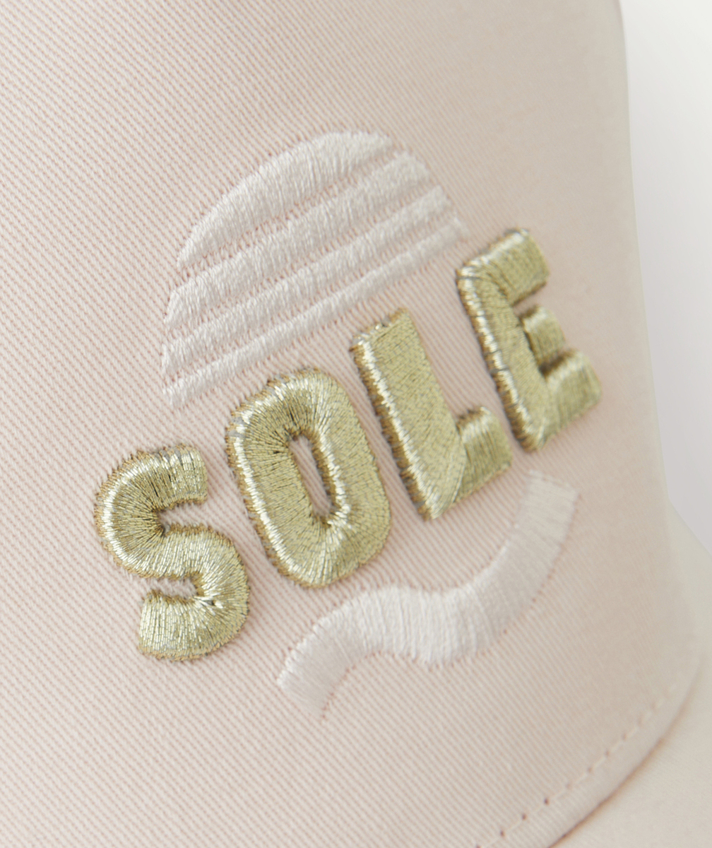 CASQUETTE FILLE EN COTON ROSE PÂLE AVEC MESSAGE BRODÉ SOLE