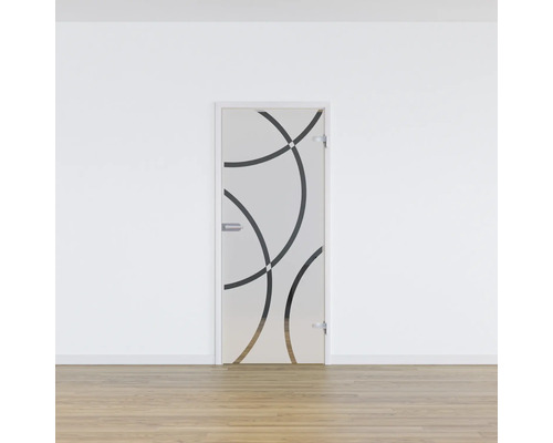 Pertura glazen deur complete set Glera Loop 01 584x1972x8 mm rechts incl. beslag Jonte Studio niet-vergrendelbaar