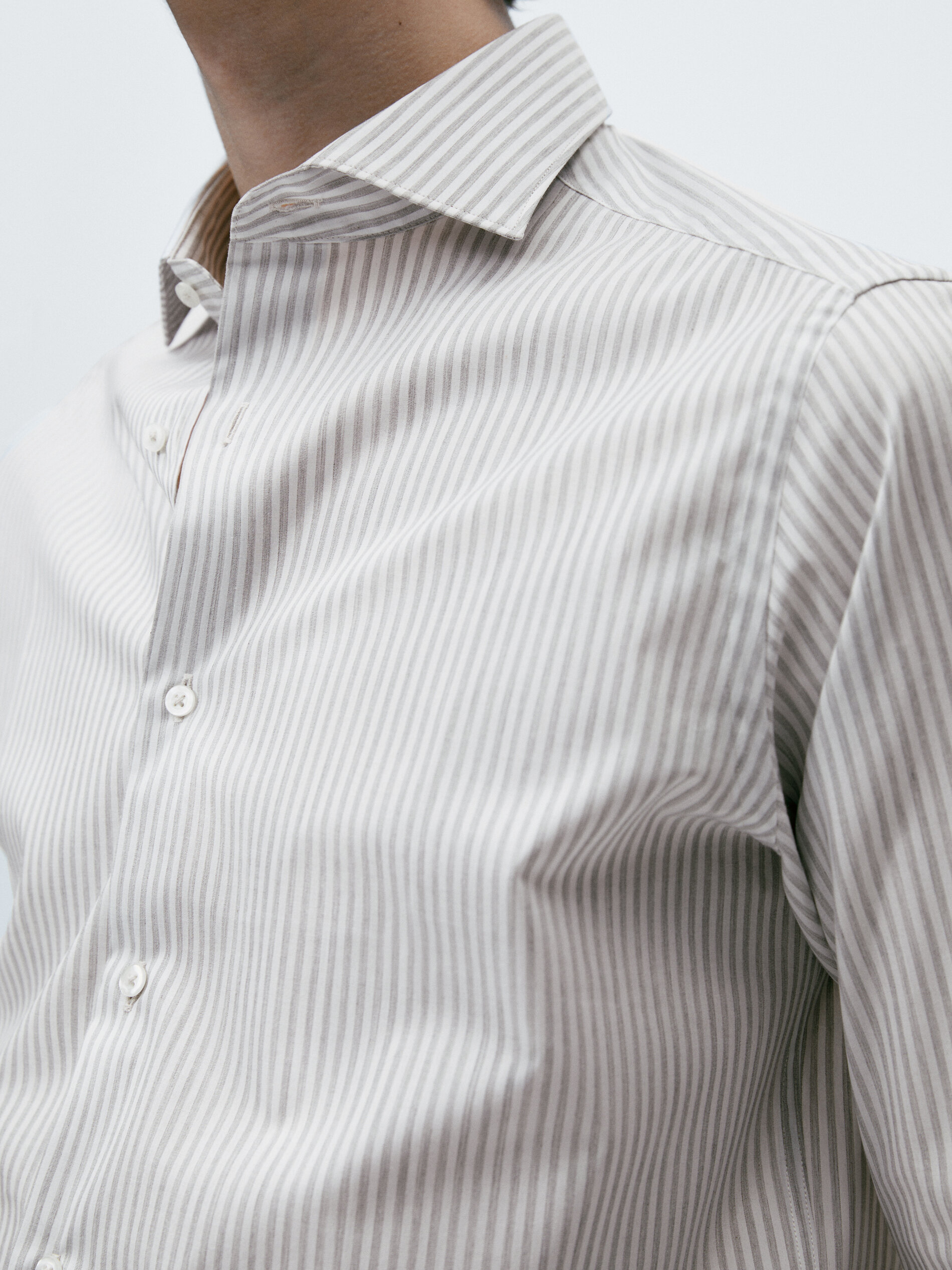 Camisa Raya Melange Slim Fit, fácil de passar a ferro - CINZA
