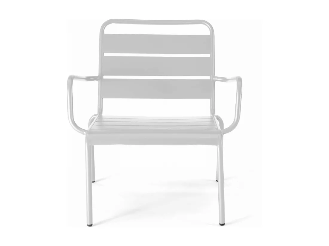 Lot de 2 fauteuils relax avec repose-pieds en métal blanc - Palavas
