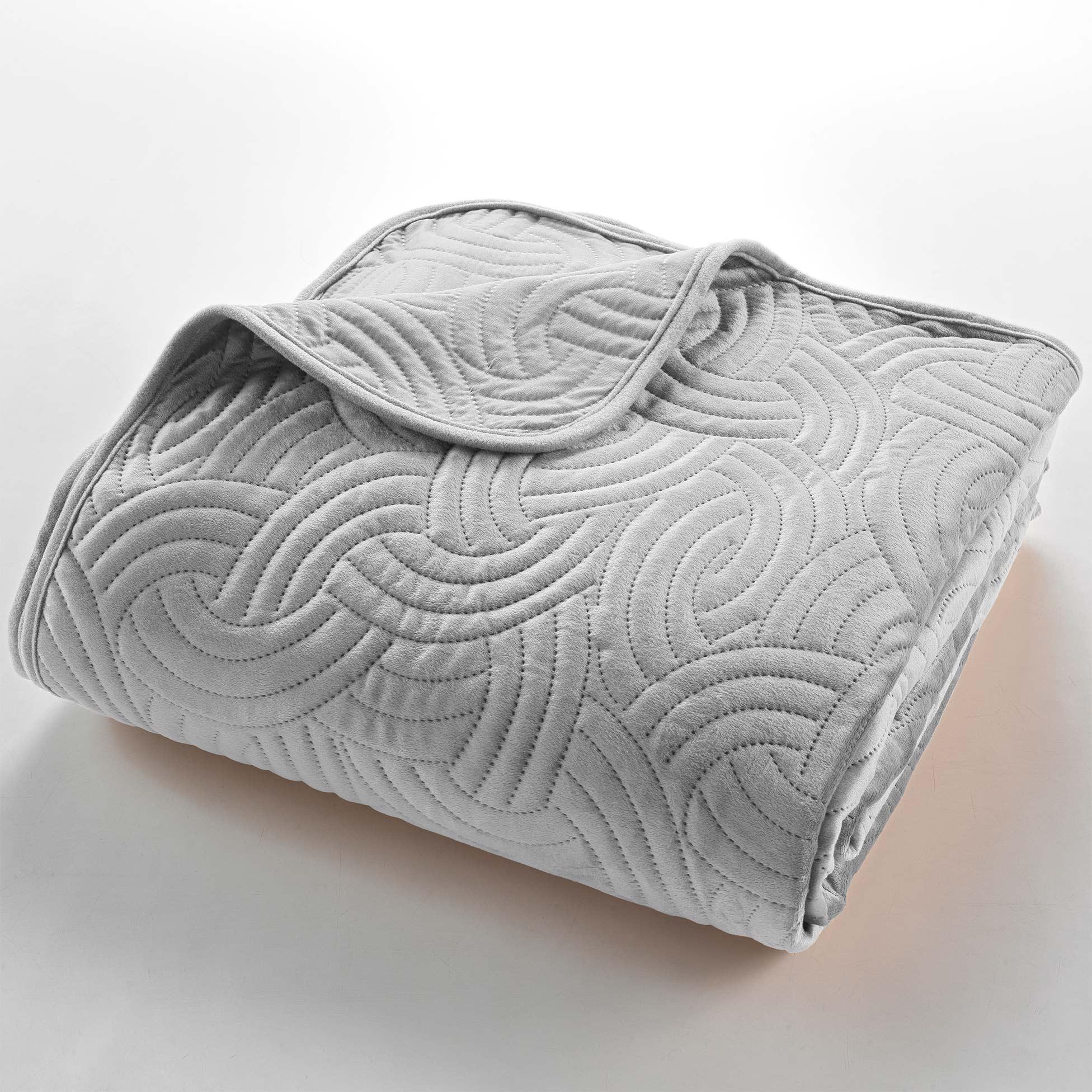 COUVRE LIT 220X240CM ET 2 TAIES 60X60CM SOLANGE GRIS