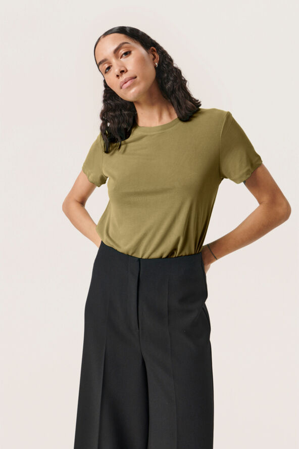 Soaked in Luxury SLColumbine crew-neck T-shirt SS Martini olive