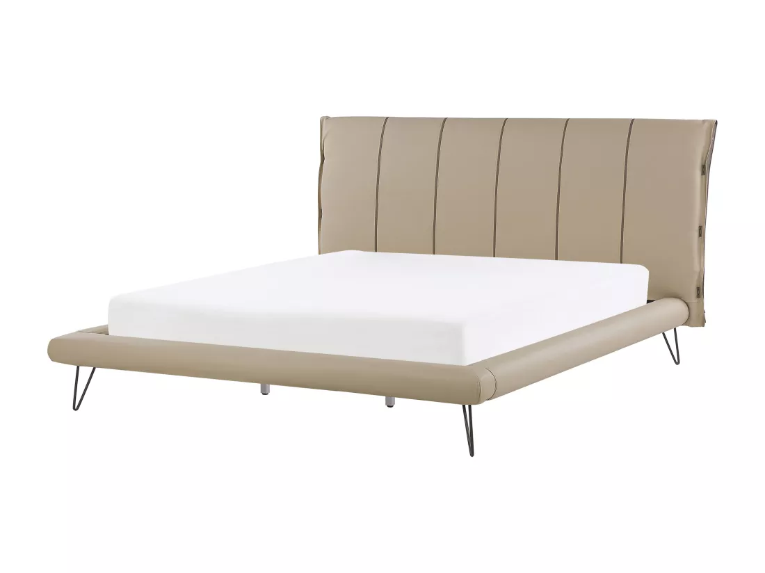 Ensemble de chambre Cuir PU BETIN 180 x 200 cm Beige sable