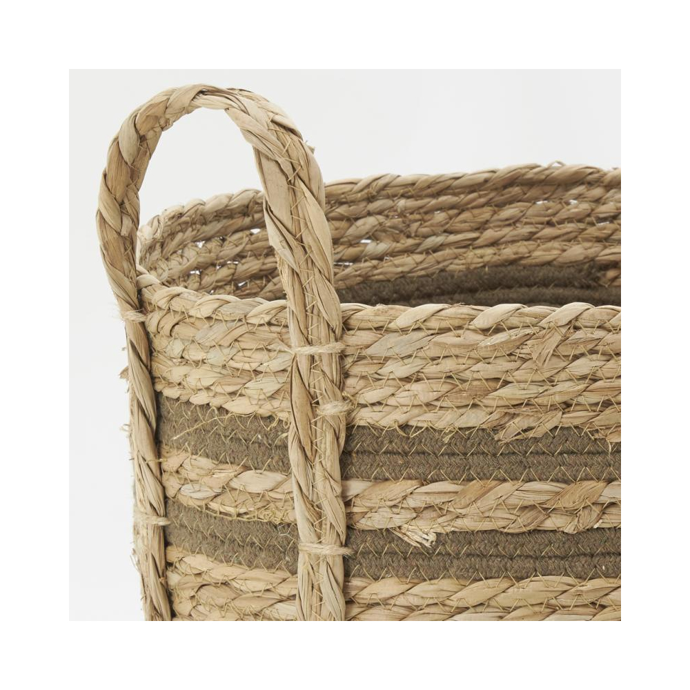 Cache-pots en jonc naturel et coton brun droit