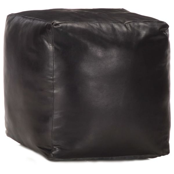 vidaXL Pufe 40x40x40 cm Couro de Cabra Genuíno Preto - 489162729