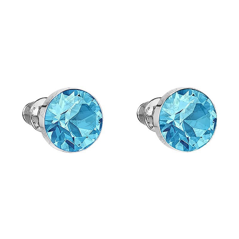 Boucles d'oreilles cristal Swarovski Bleu en plaqué Or Blanc et rhodié