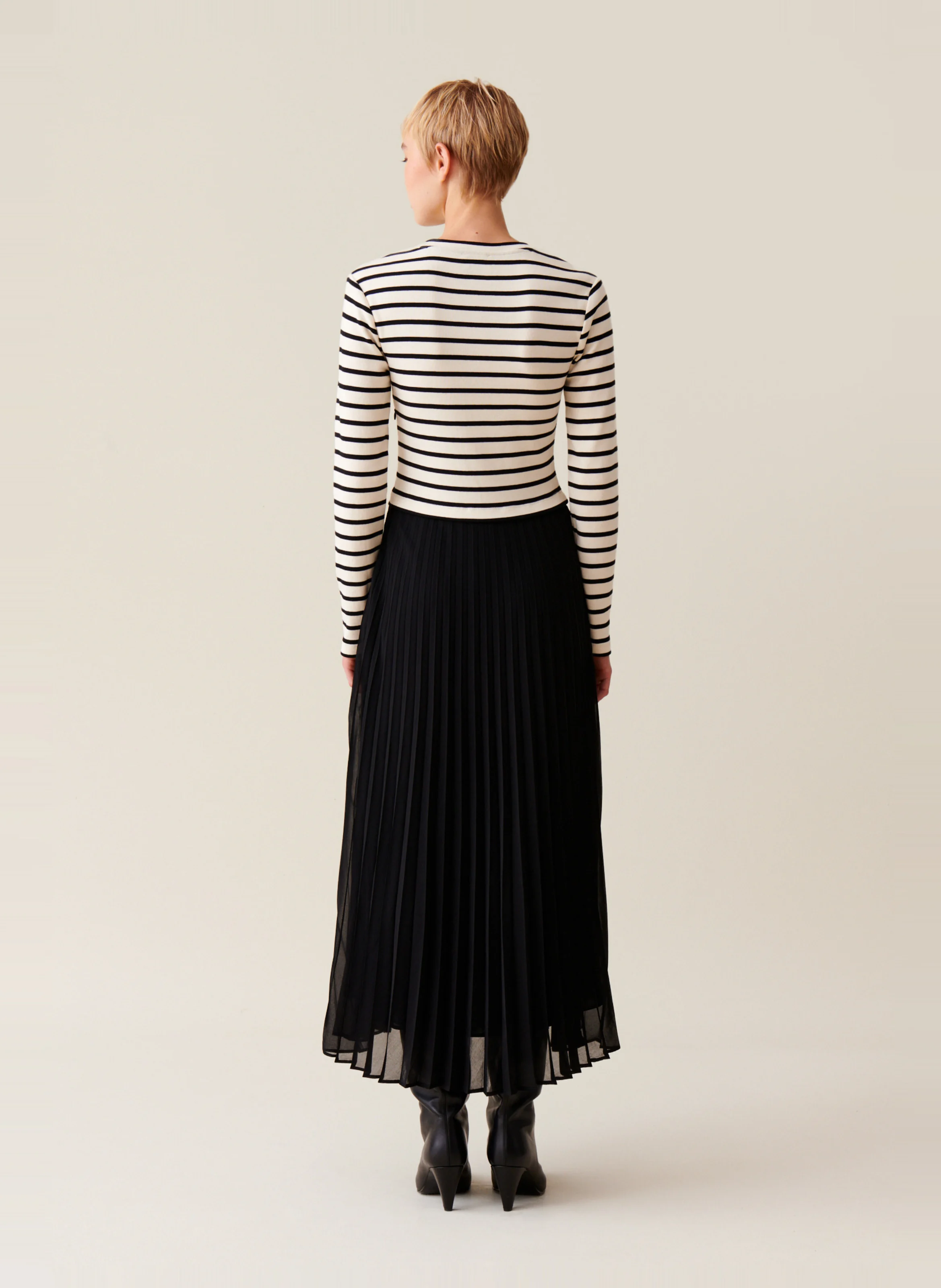 Robe trompe l'œil marinière en coton | Multicolore