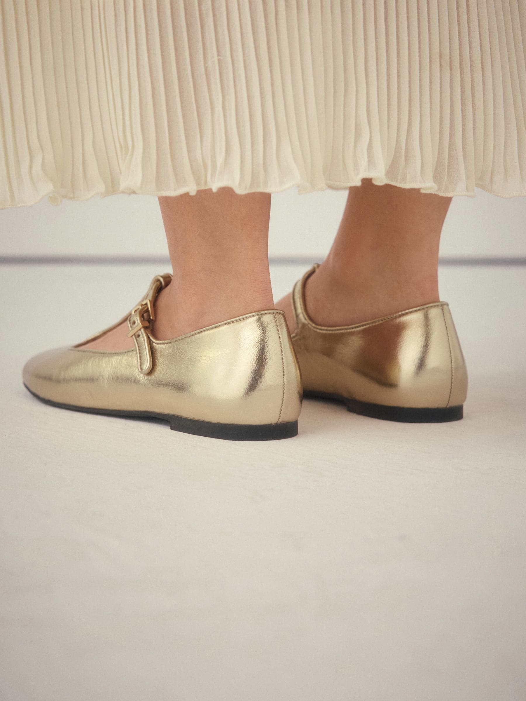 Goud - Forever Comfort® leren T-Bar Mary Jane-schoenen