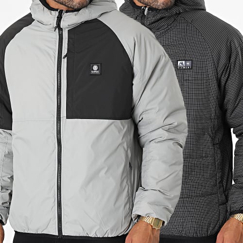 Veste Zippée Capuche Réversible Wolfe Gris Noir
