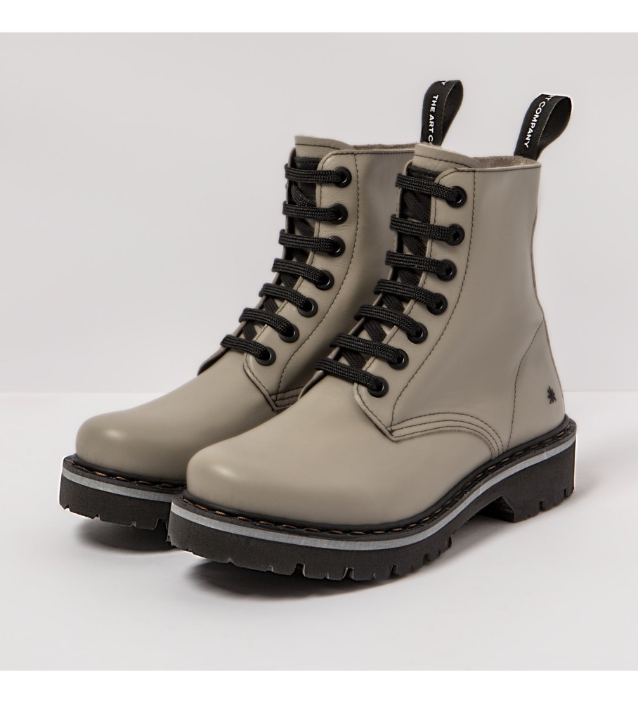 Botas de tornozelo em couro cinza artístico