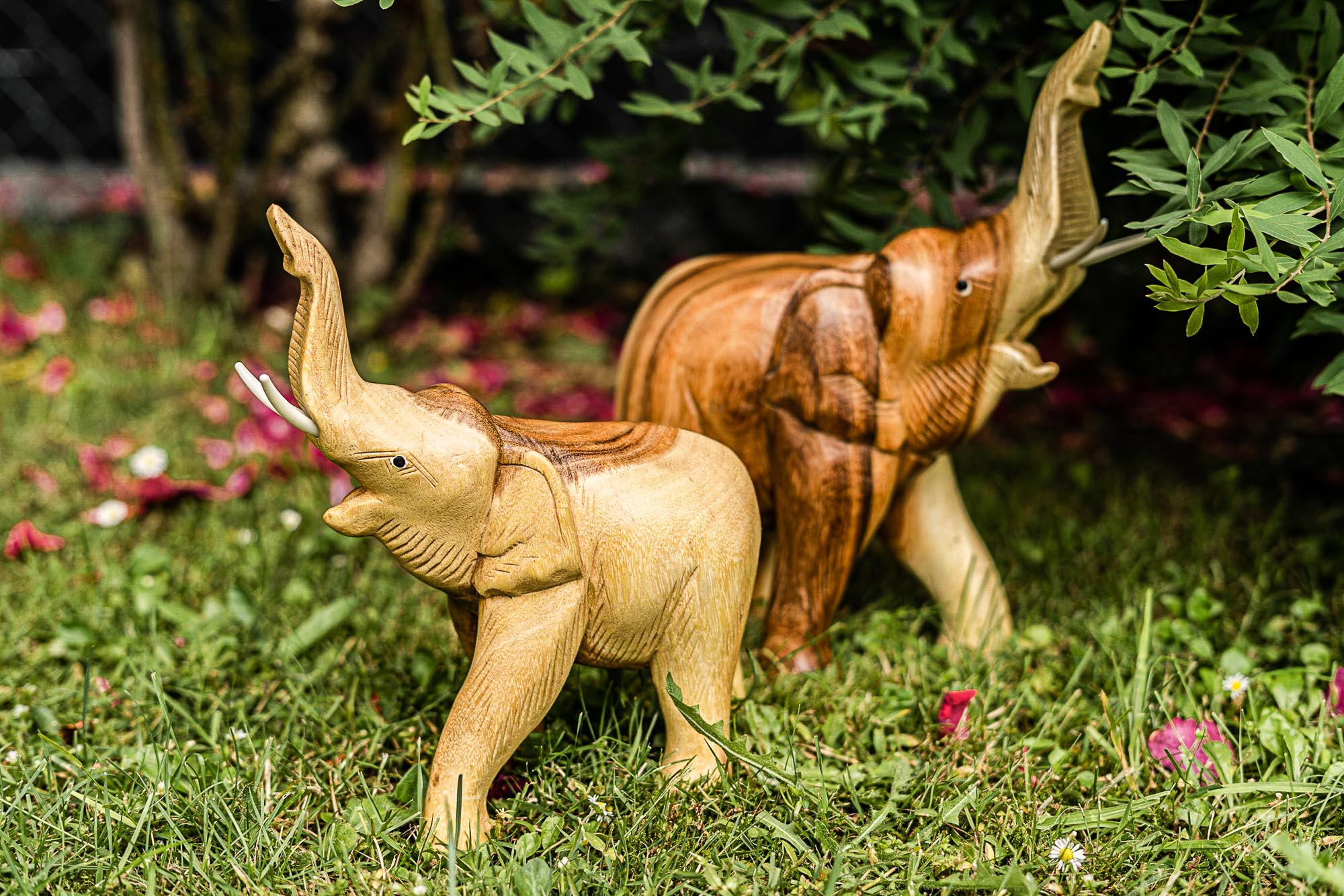 Holz-Elefant 'Nitty' stehend, natur, B 25 cm, H 30 cm, L 12 cm von fischer's lagerhaus