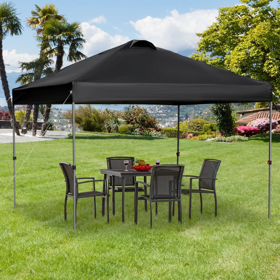 Outsunny Pop-Up-Pavillon zusammenfaltbar schwarz