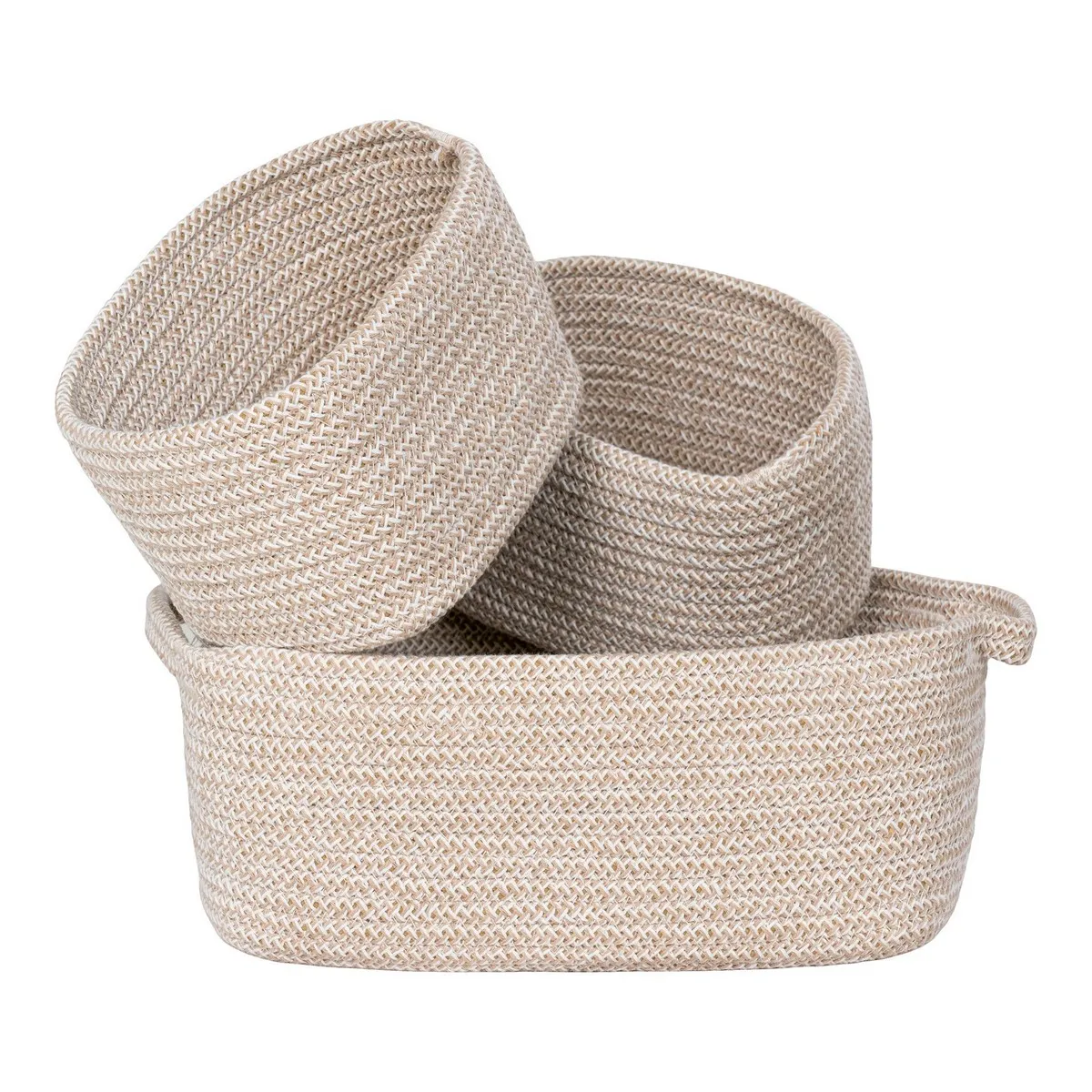 EPIKASA Lot Paniers Rangement Teixo - Beige (3 pcs)