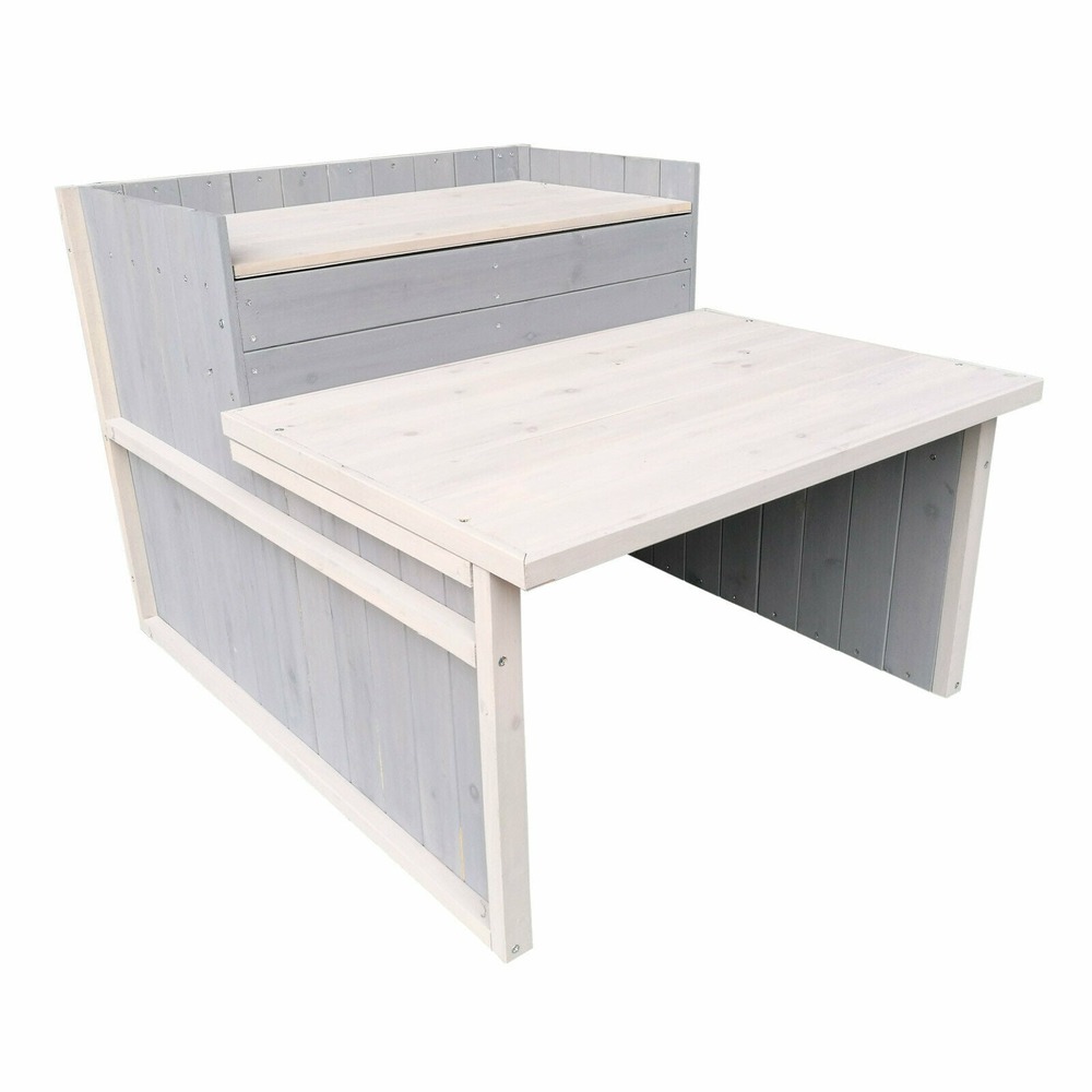 Garage robot tondeuse toit gradin bois massif abri 79,7 cm gris