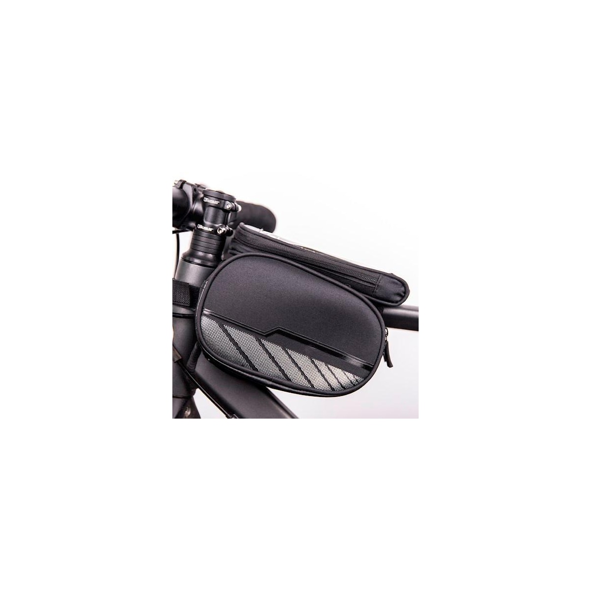 Waterproof bicycle frame bag with a removable phone case, Black