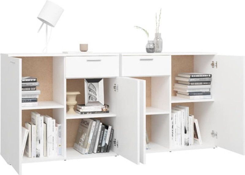 vidaXL - Dressoir - Wit - Bewerkt Hout - Minimalistisch Design