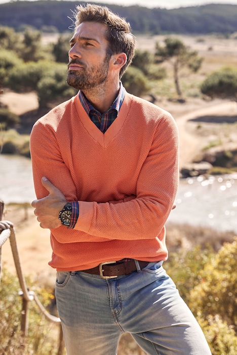 Pullover, stonewashed, V-Ausschnitt
