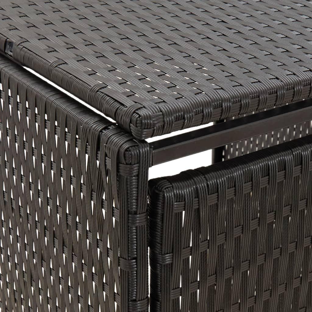 vidaXL Mülltonnenbox Müllbox Mülltonnenverkleidung Mülltonnenhaus Gartenbox Müllcontainer für 4 Tonnen Schwarz 274x80x117cm Poly Rattan