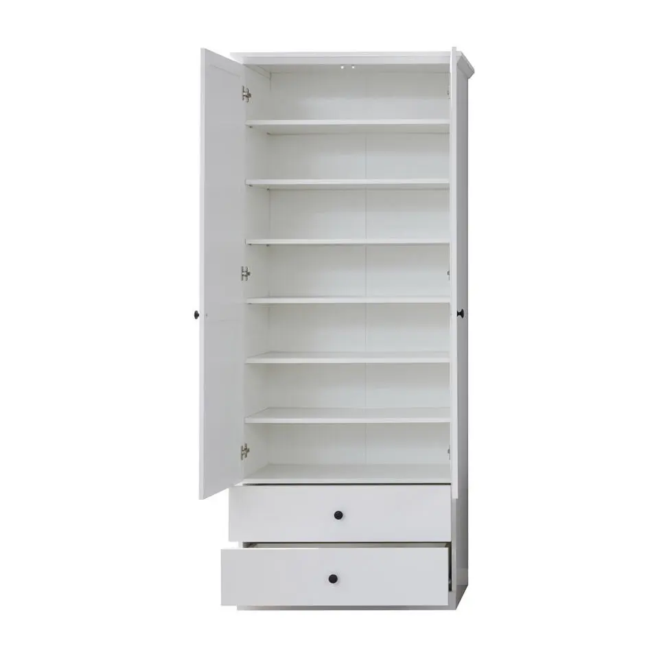 Hioshop BrandsonBaxter kledingkast 2 deuren- 2 laden- 5 legplanken wit