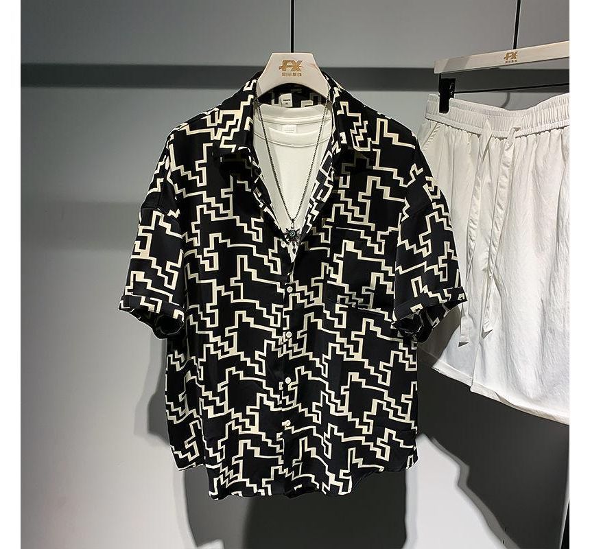 Fluffush - Shirt met korte mouwen, kraag en patroonprint