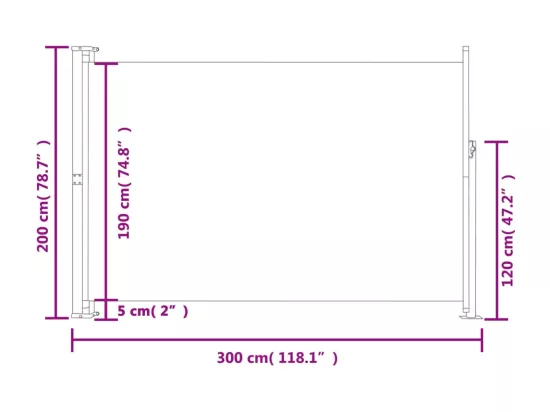 Auvent latéral rétractable de patio 200x300 cm Bleu