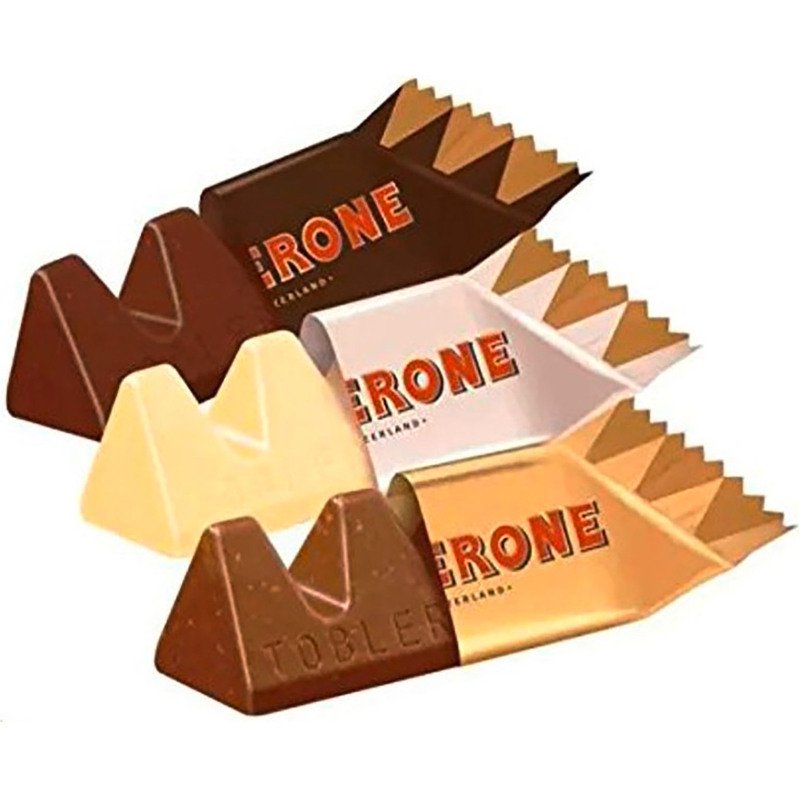 Toblerone mini, lait, blanc, noir - Boîte de 900 g - 113 pièces