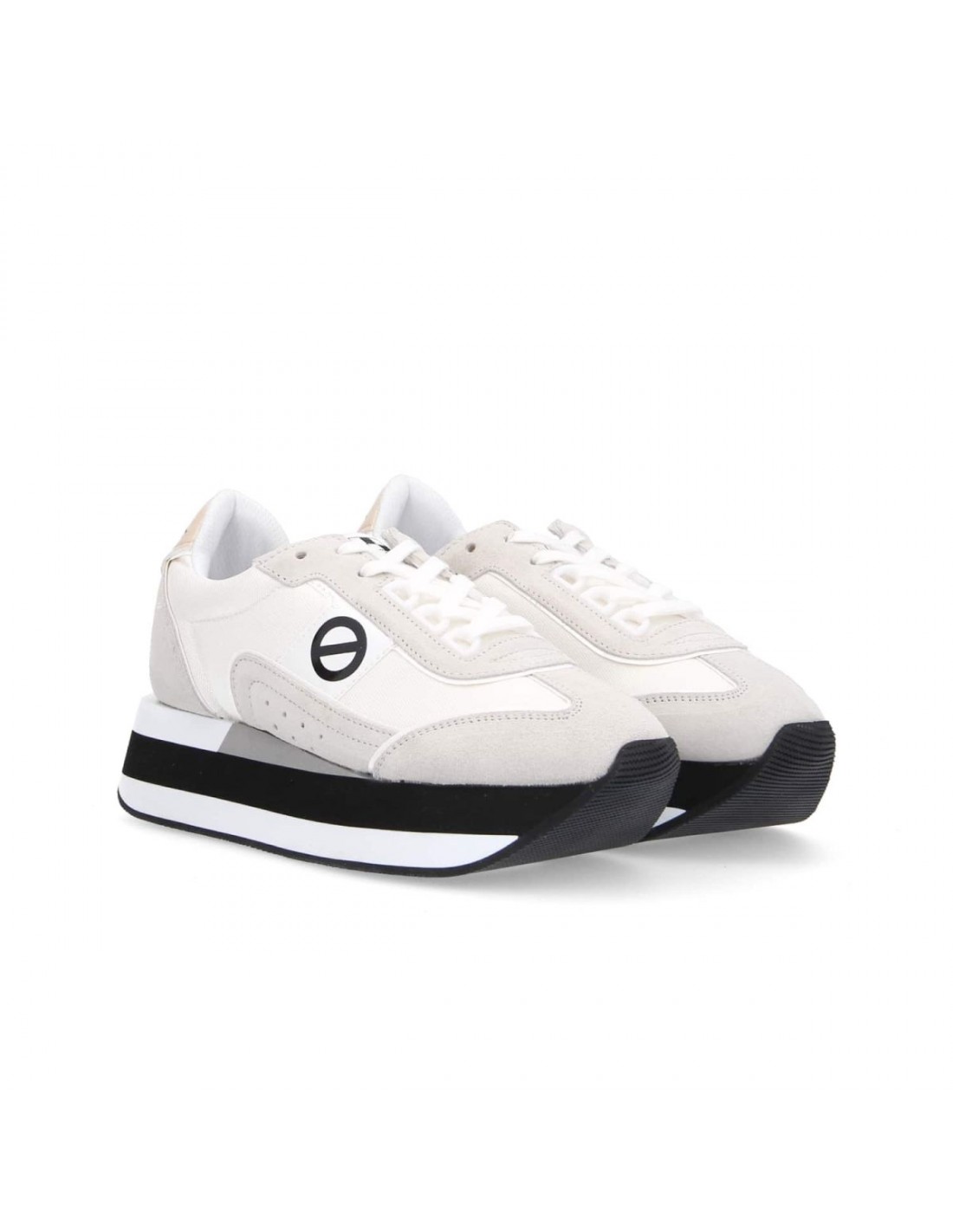 no name Baskets compensées femme boom jogger daim gris/blanc/noir