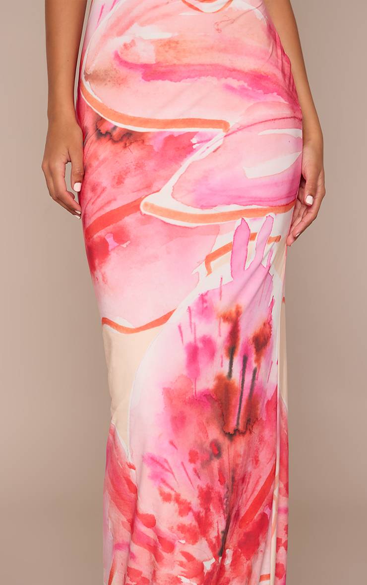 Rose Robe Maxi Bandeau À Imprimé Floral