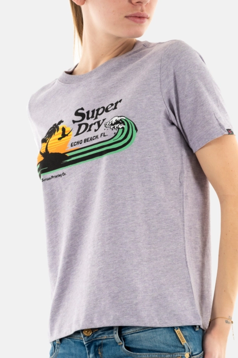 Tee shirt superdry outdoor stripe relaxed 2bf parma violet purple marl