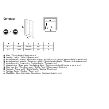 Sealskin Vouwdeur voor Nis Compact 90x195 cm Chroom