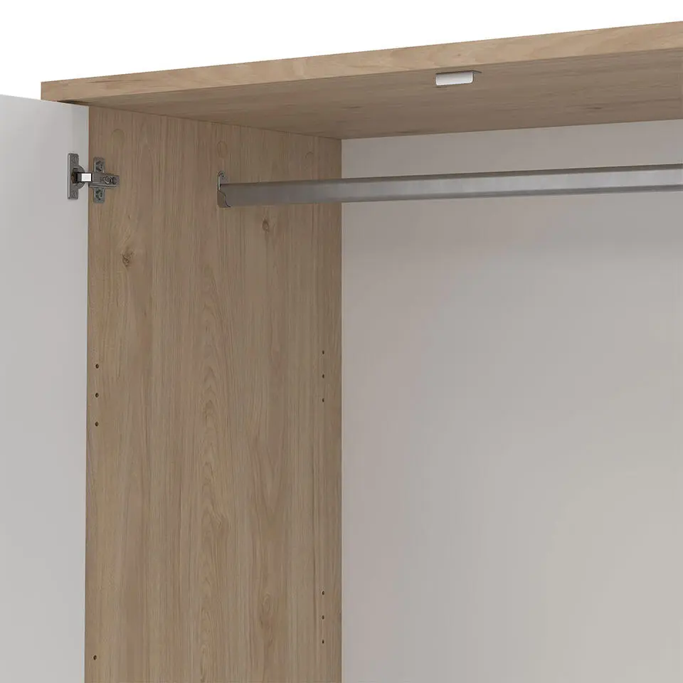Hioshop Next kledingkast 3 deuren 2 lades 149x200cm hoogglans wit