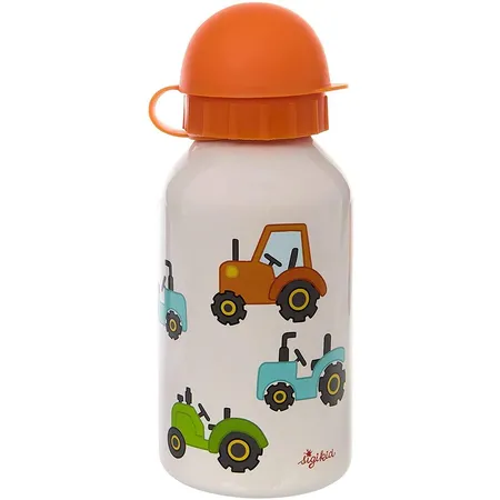 Edelstahl Trinkflasche - 350 ml, Traktor weiß / orange