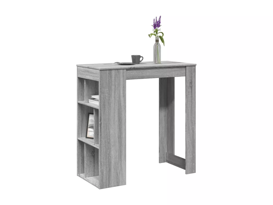 Table de bar avec étagères sonoma gris bois d'ingénierie