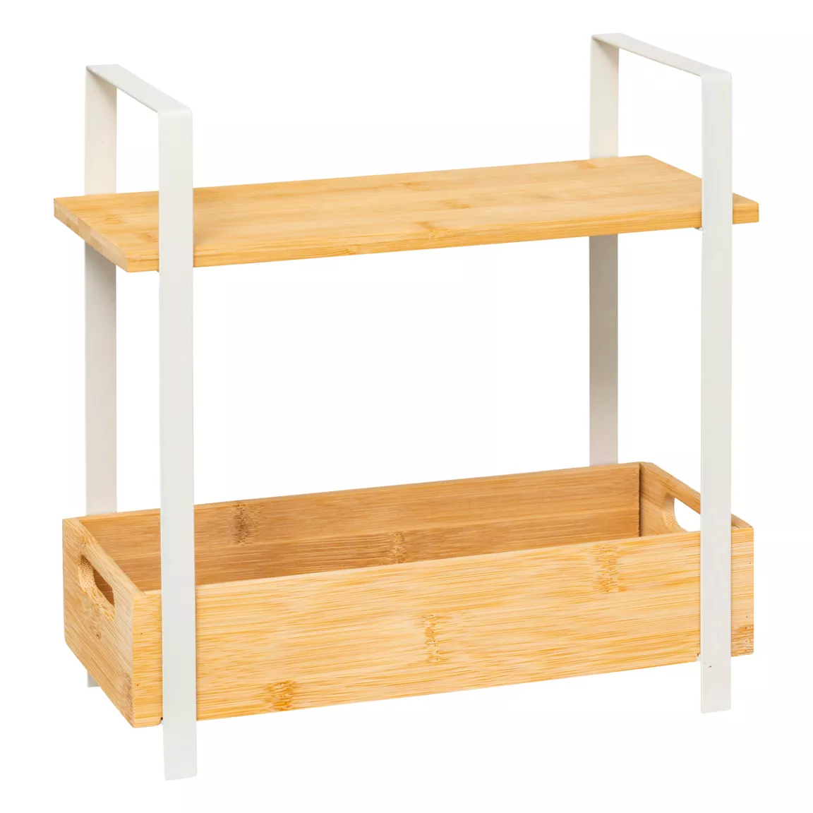 Etagère cuisine bois 2 niveaux bac (H30 cm) Ordera Blanche