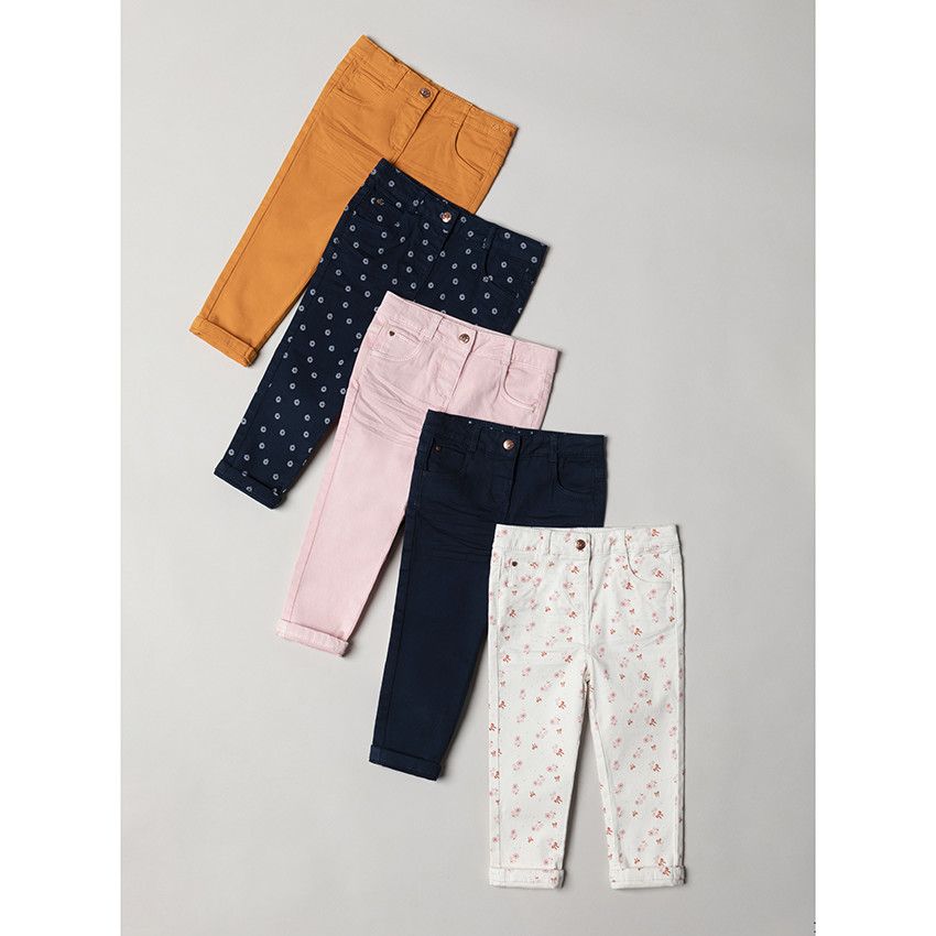 Pantalon en toile uni coupe slim - Rose